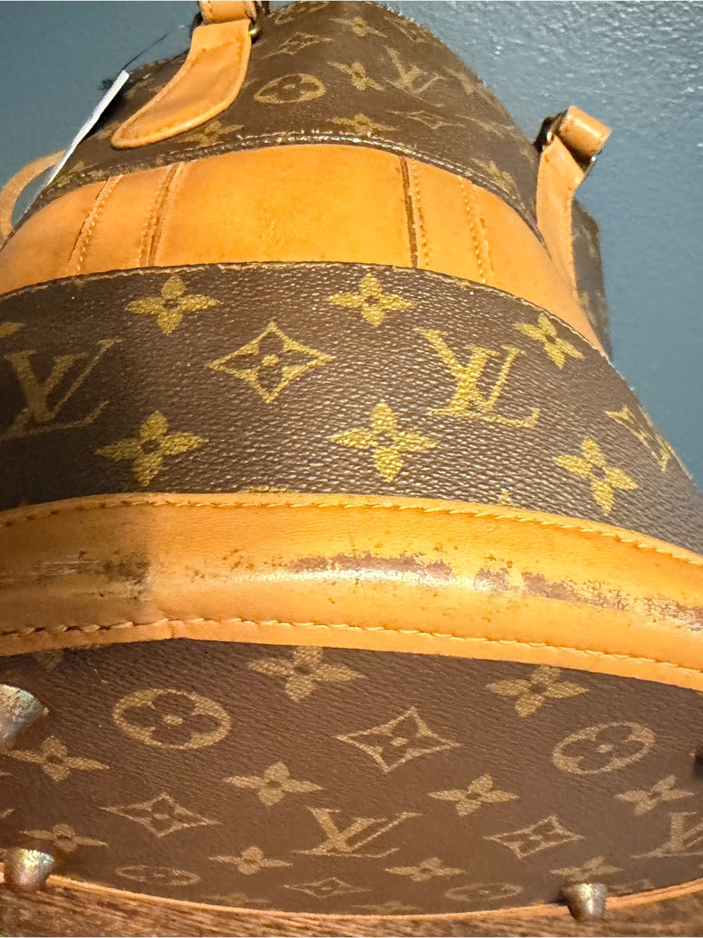 Louis Vuitton Vintage 1970’s Brown Monogram and Tan Leather Bucket Bag COA - Picture 5 of 13